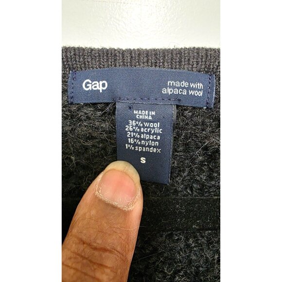 Gap Alpaca Wool Blend Charcoal Gray Fuzzy Zip-Up Cardigan Sweater S - Picture 6 of 7